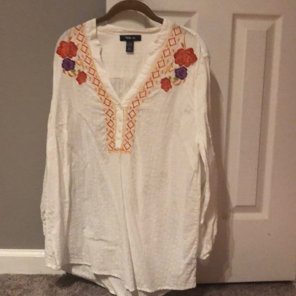 White embroidery blouse